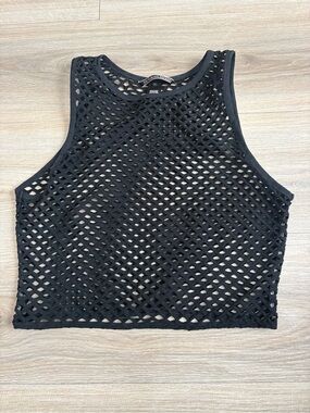 Victoria's Secret Black Mesh Crop Tank Cover-up